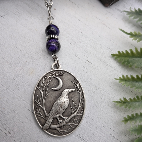 Silver Raven Pendant Necklace - Picture 3 of 4